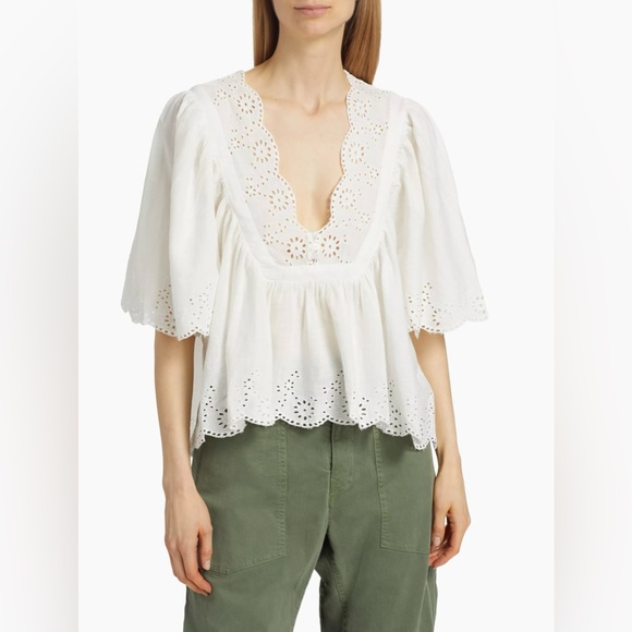 Free People Tops - 🌻🆕FREE PEOPLE Costa Eyelet Top-Bright White-Size Medium